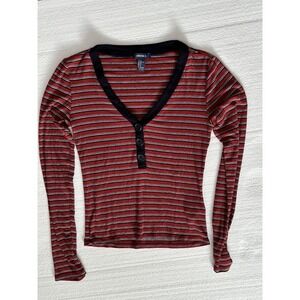 Vintage Forever 21 Women Y2K Fitted Elena Gilbert T Shirt Medium Red Striped